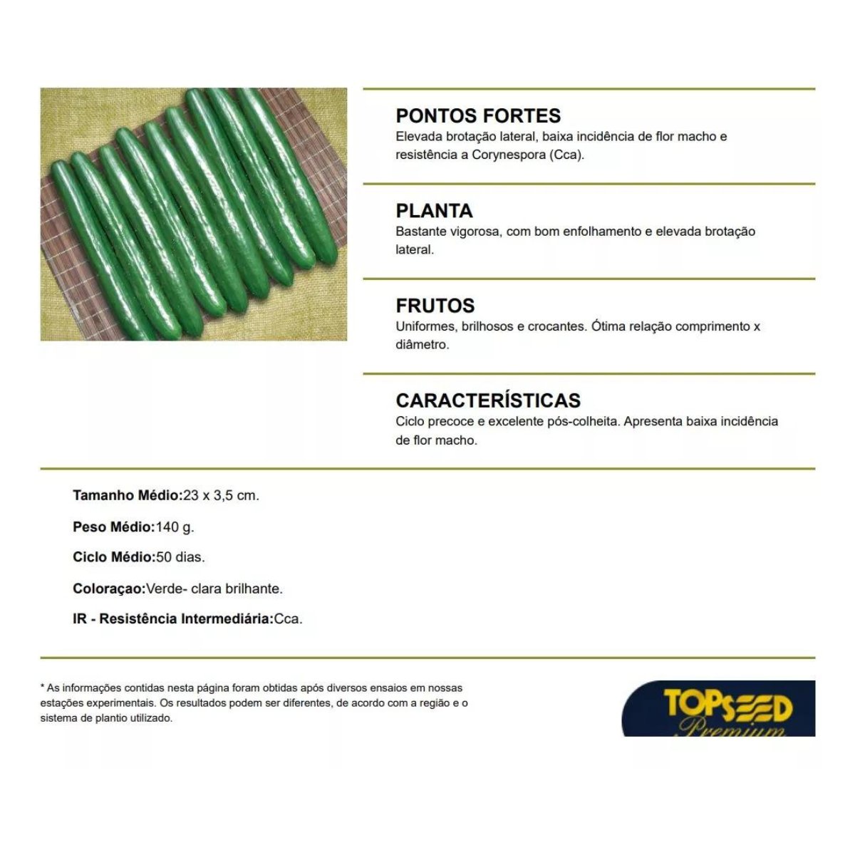 SEMENTES PEPINO JAPONES KOUKI TOPSEED PREMIUM 10G