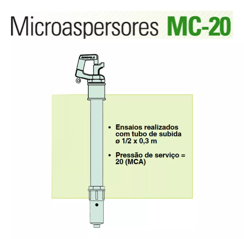 KIT MICROASPERSOR MC20 AMARELO 1/2 2MM AGROPOLO 50UN