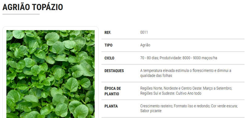 SEMENTES AGRIAO TOPAZIO FELTRIN 500G