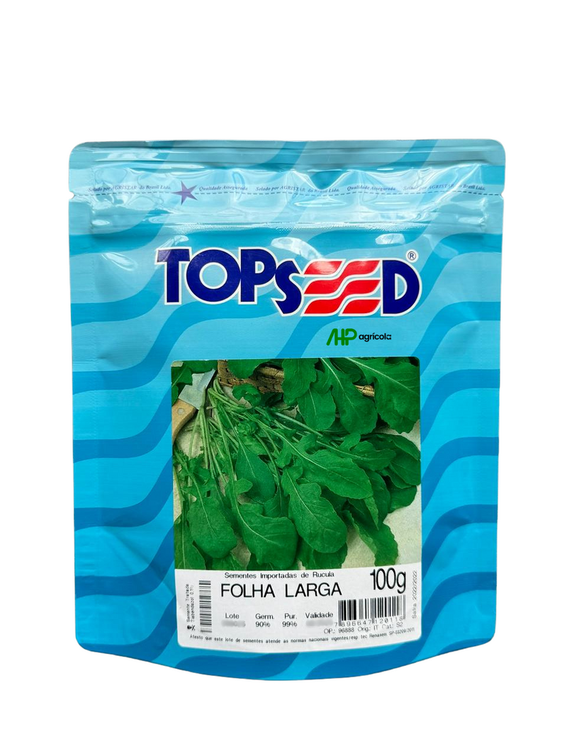 SEMENTES RUCULA FOLHA LARGA TOPSEED 100G