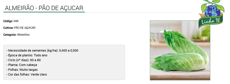 ALMEIRAO PAO DE AÇUCAR TSV 2000 SEMENTES