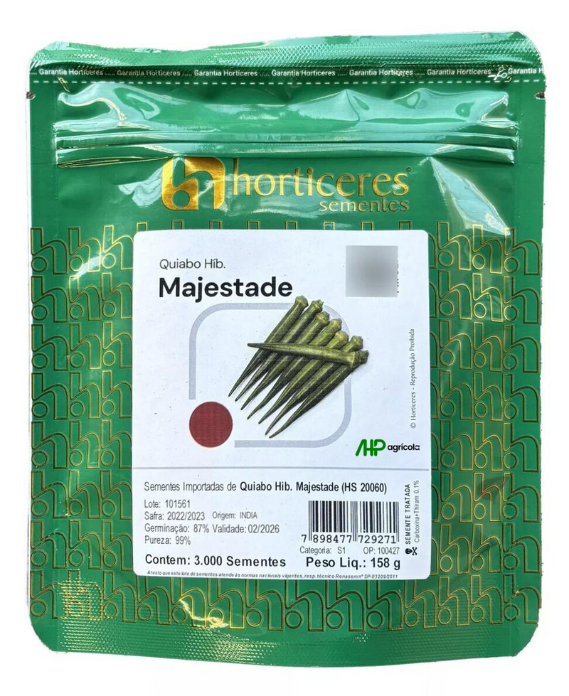 QUIABO HIBRIDO MAJESTADE HORTICERES 3000 SEMENTES