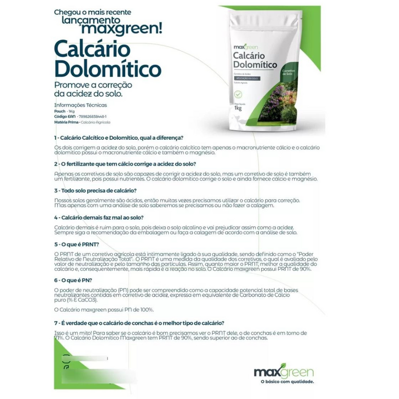 CALCÁRIO DOLOMÍTICO MAXGREEN 1KG