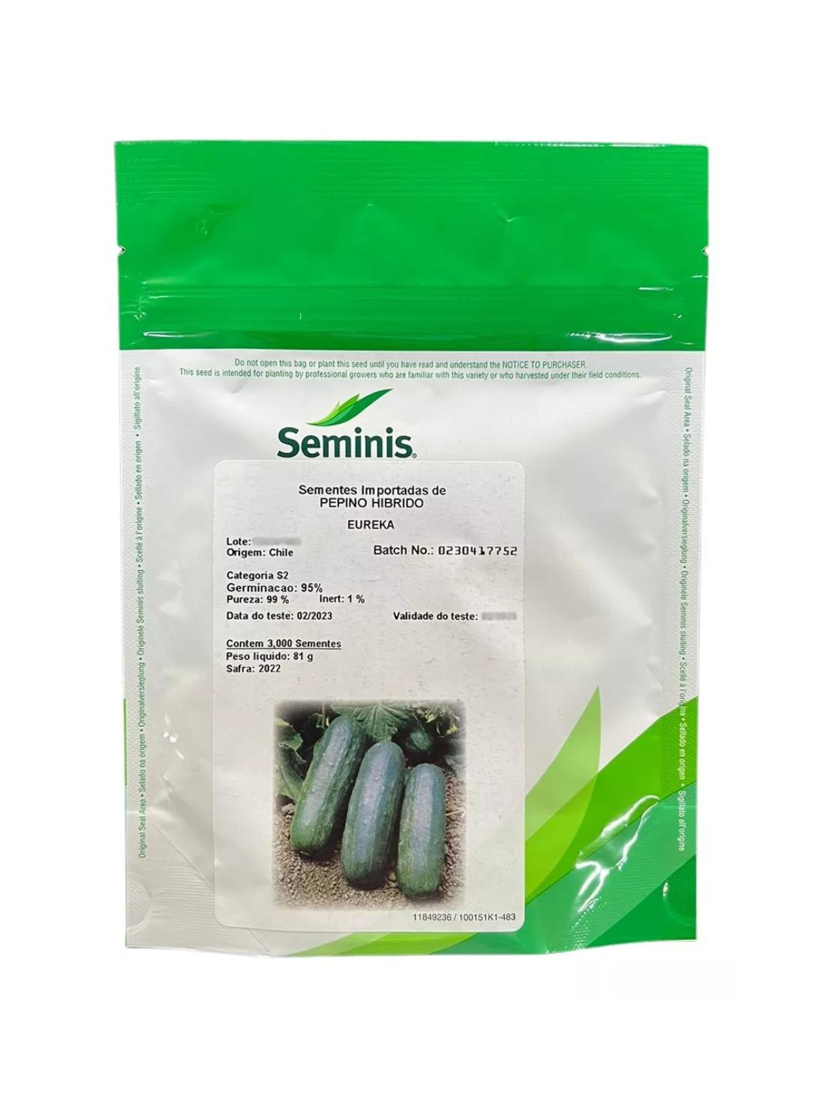 PEPINO HIBRIDO EUREKA SEMINIS 3000 SEMENTES